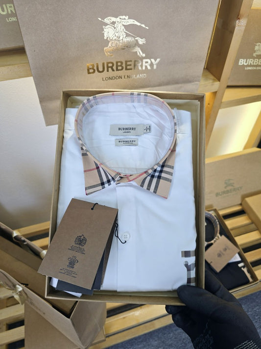 Burb Collar Chex Shirt White M336-W