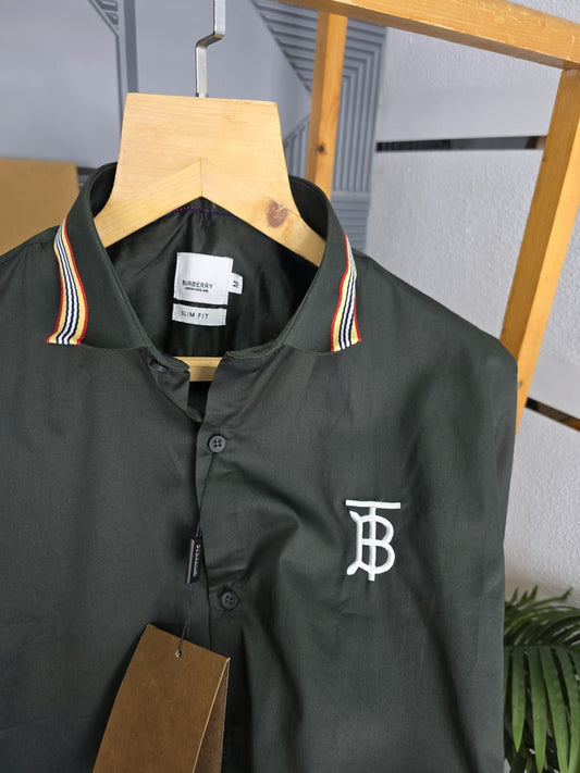 BURB COLLAR SHIRT OLIVE M371-OL