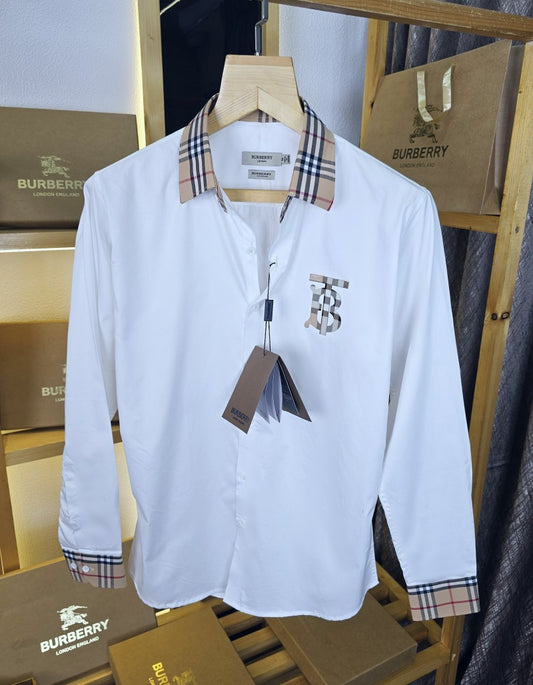 Burb Collar Chex Shirt White M336-W