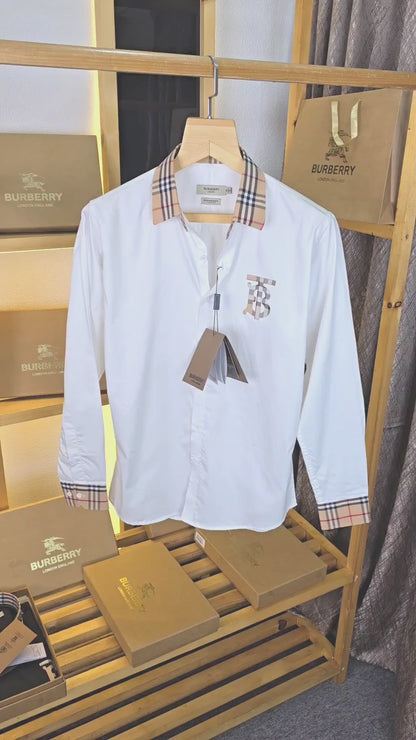 Burb Collar Chex Shirt White M336-W